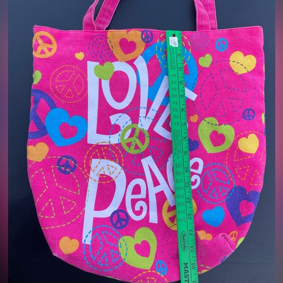 toys r us Bags Vintage Toys R Us Love Peace Tote Bag Pink Flowers